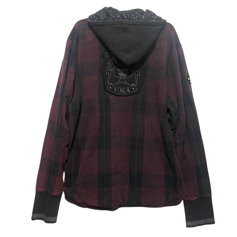 MCD More Core Division Vintage Y2K Grunge Skater Punk Plaid Hoodie Mens XL - Picture 3 of 10